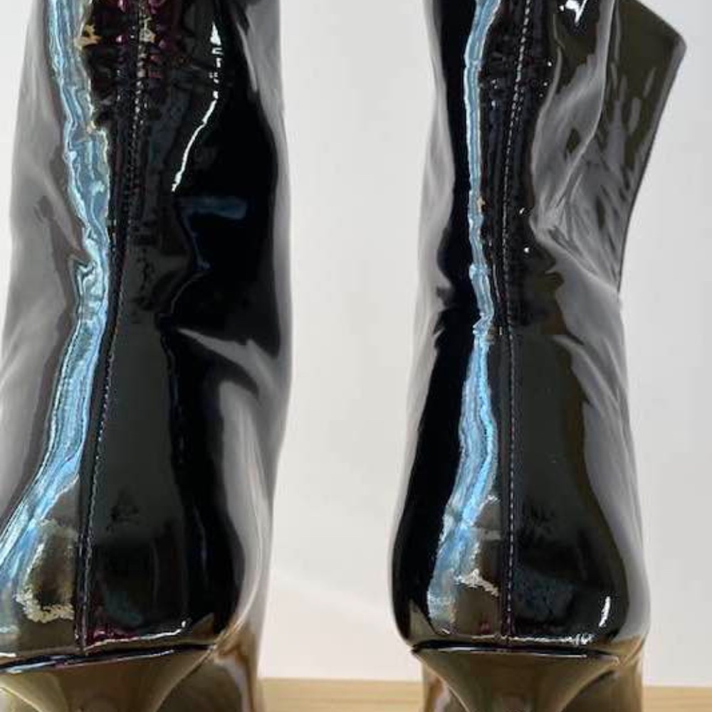 Giuseppe Zanotti NIB Black Patent Leather Zip Booties Size 7 (37) 3.5" heels - Picture 4 of 6